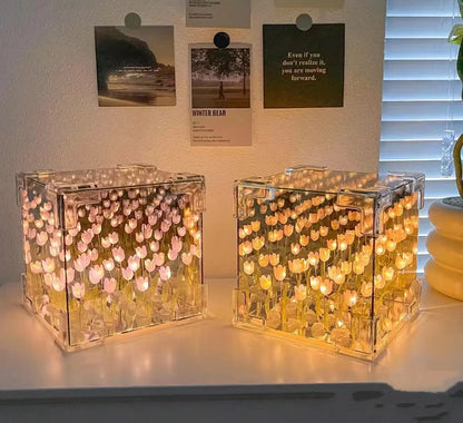 Creative DIY Tulip Flower Sea Cube Night Lamp