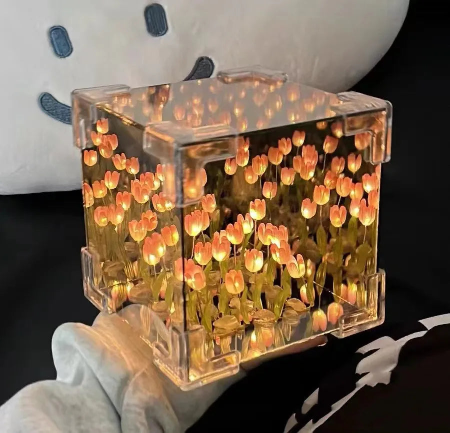 Creative DIY Tulip Flower Sea Cube Night Lamp