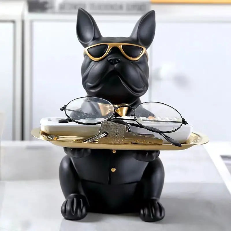 Luxury Bulldog Tray Statue