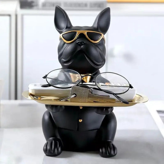 Luxury Bulldog Tray Statue