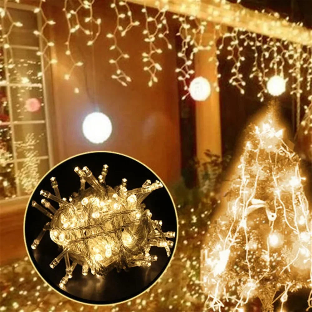 LED Christmas Icicle Curtain Lights
