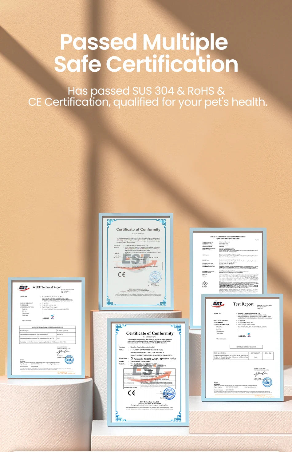 ROJECO Rechargeable Stainless Steel Cat Water Fountain