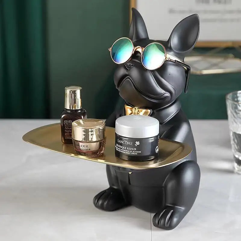 Luxury Bulldog Tray Statue