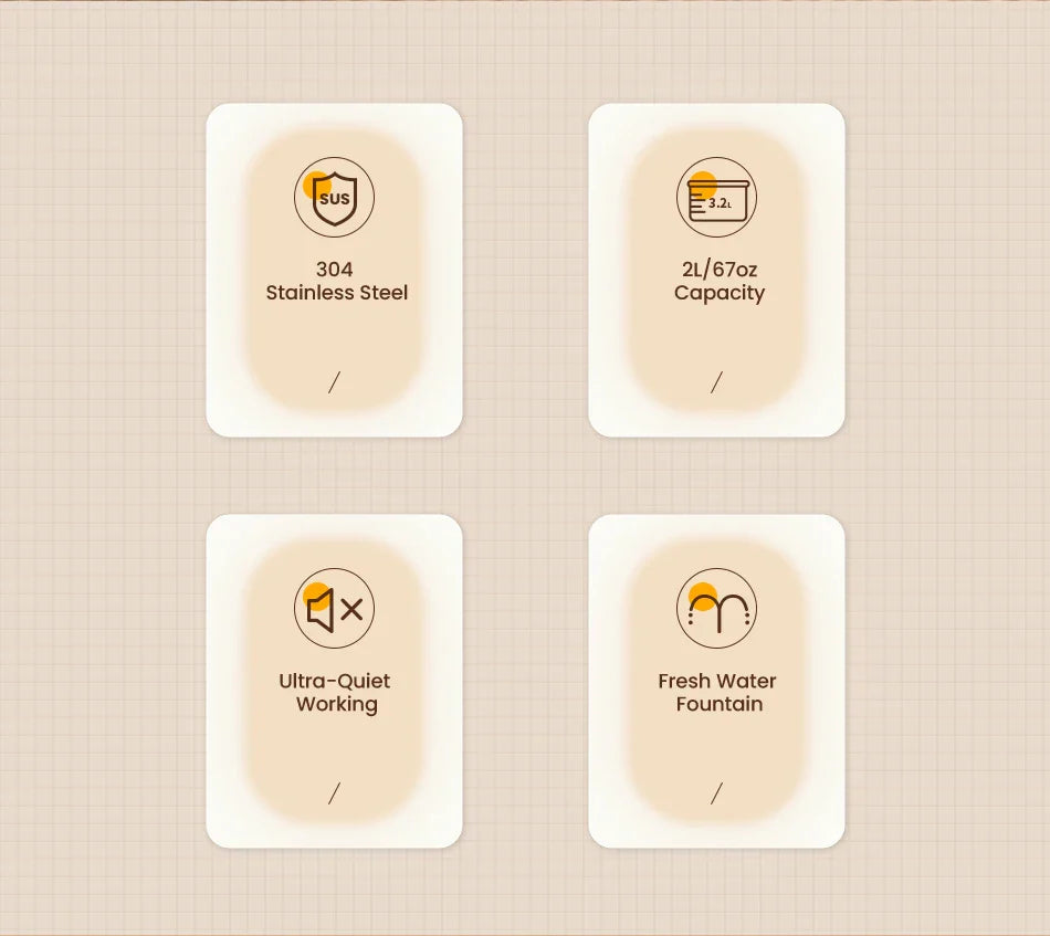 ROJECO Rechargeable Stainless Steel Cat Water Fountain