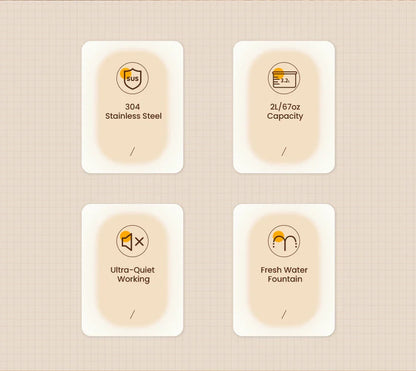 ROJECO Rechargeable Stainless Steel Cat Water Fountain