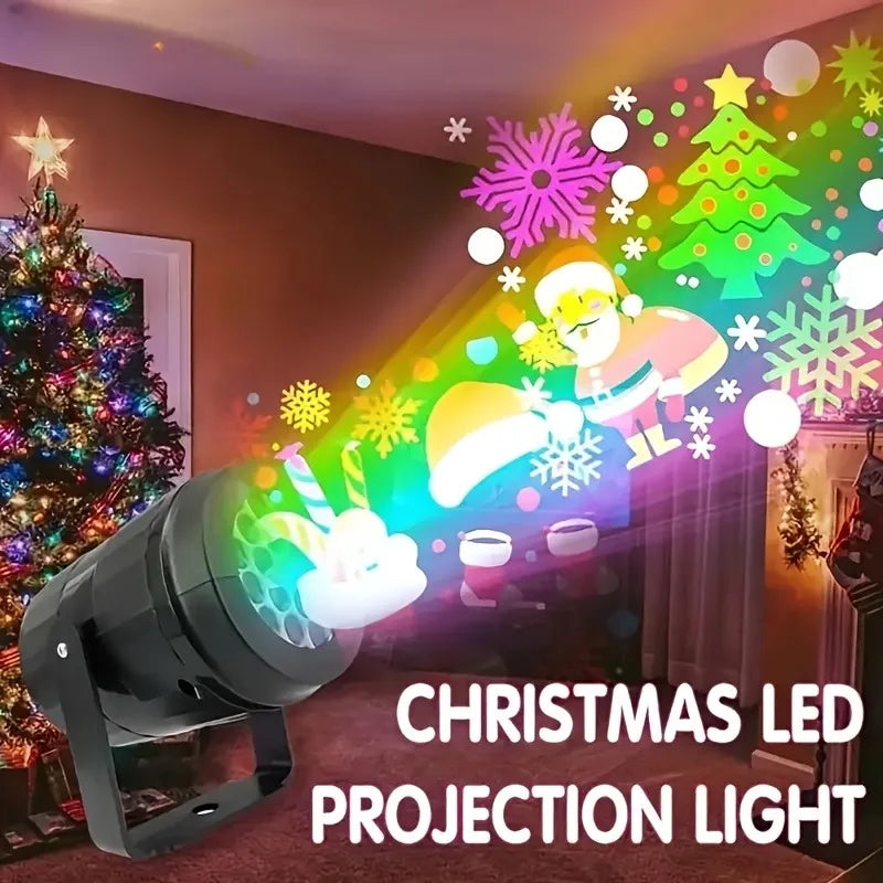 LED Christmas Projection Lamp – USB Powered 16-Pattern Fairy Light for Indoor/Outdoor Use